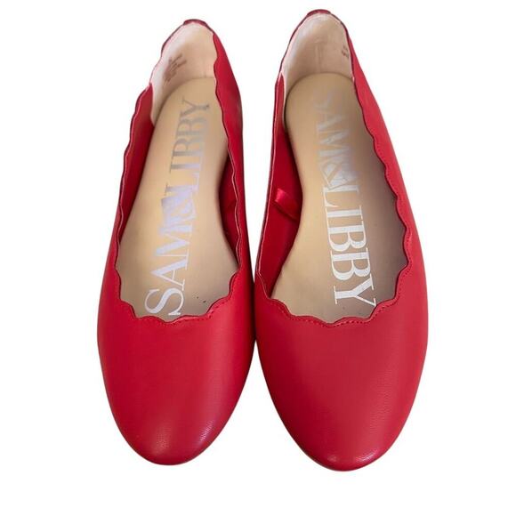 Sam & Libby Women's Red Scalloped Ballet Flats Size 8.5 Casual Shoes - Picture 2 of 9